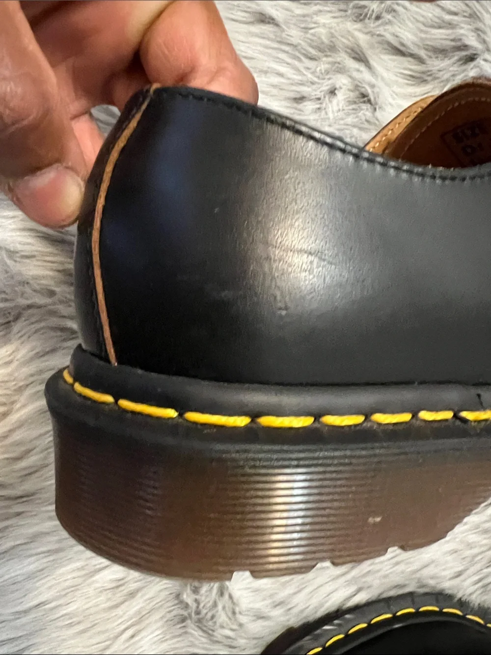 Dr. Martens 1461 Classic Black Men’s Lace-Up Shoes with Yellow Stitching